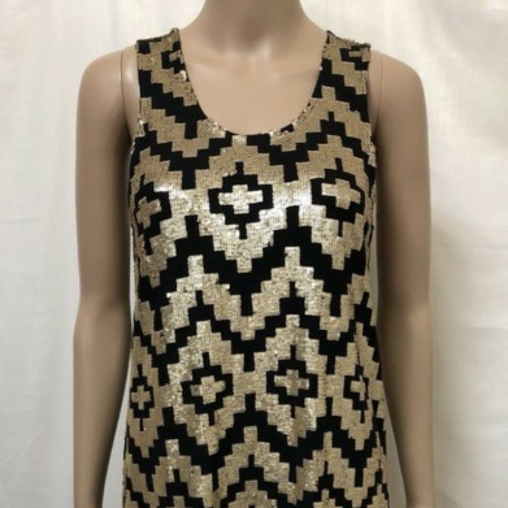 Sass & Bide Black and Gold "Playman" Cocktail Dress
